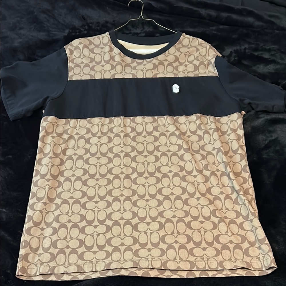 Coach Black and Beige Logo T-Shirt